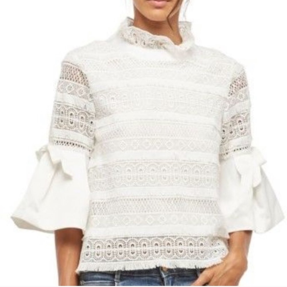 ✨NWT Alpha & Omega Lace Bell Sleeve Top